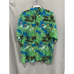 Vintage Puritan Hawaiian Shirt Mens Large Tiki Hula Girls Island Colorful 90s L